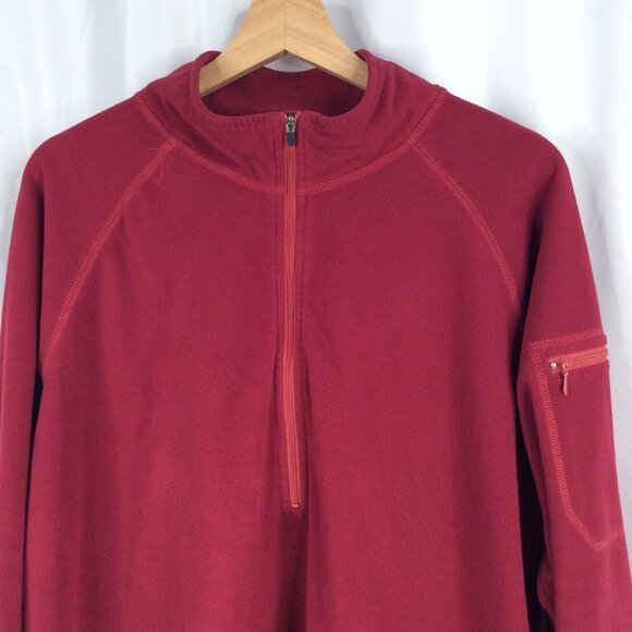 Cabelas 1/4 Zip Fleece Pullover Sweatshirt Womens Size XL Red Zip Sleeve Pocket - Picture 3 of 6